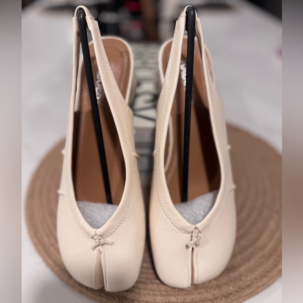 Cream Tabi Slingback Heels